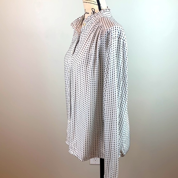 LOFT Striped Ruffle Trim Shirt NWT - Picture 5 of 9